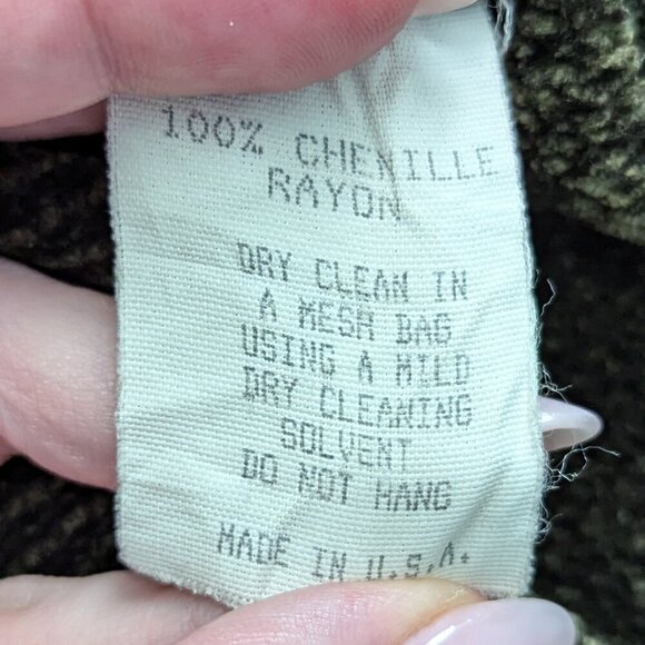 Olive Green Vintage Searle Button Front Chenille Tunic - Picture 9 of 10